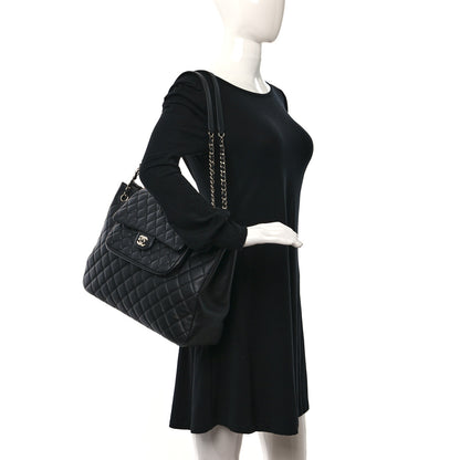 Chanel Calfskin Quilted Flap Tote Black 2 of 11
