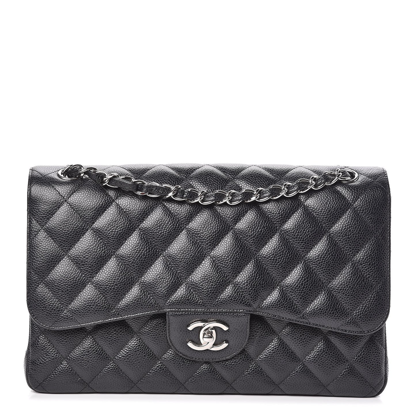 Caviar Quilted Jumbo Double Flap Black