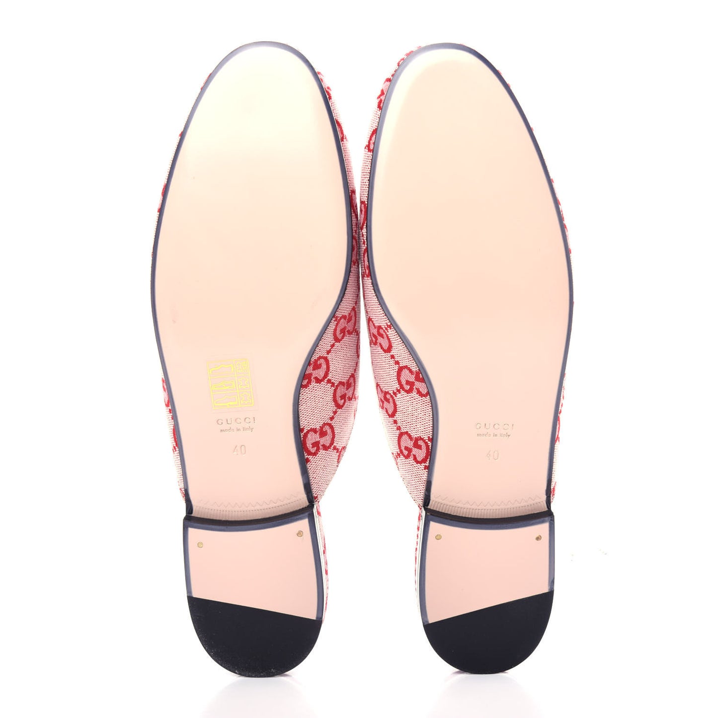 Canvas GG Monogram Horsebit Womens Princetown Slippers 40 Gardenia Hibiscus Red