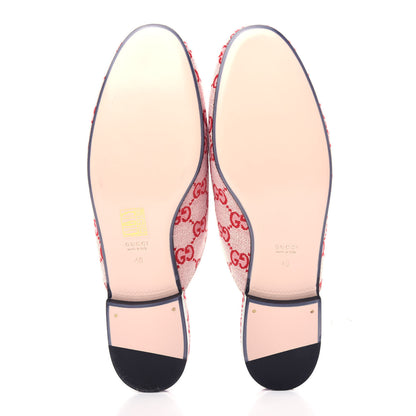 Gucci Canvas GG Monogram Horsebit Womens Princetown Slippers 40 Gardenia Hibiscus Red 6 of 11