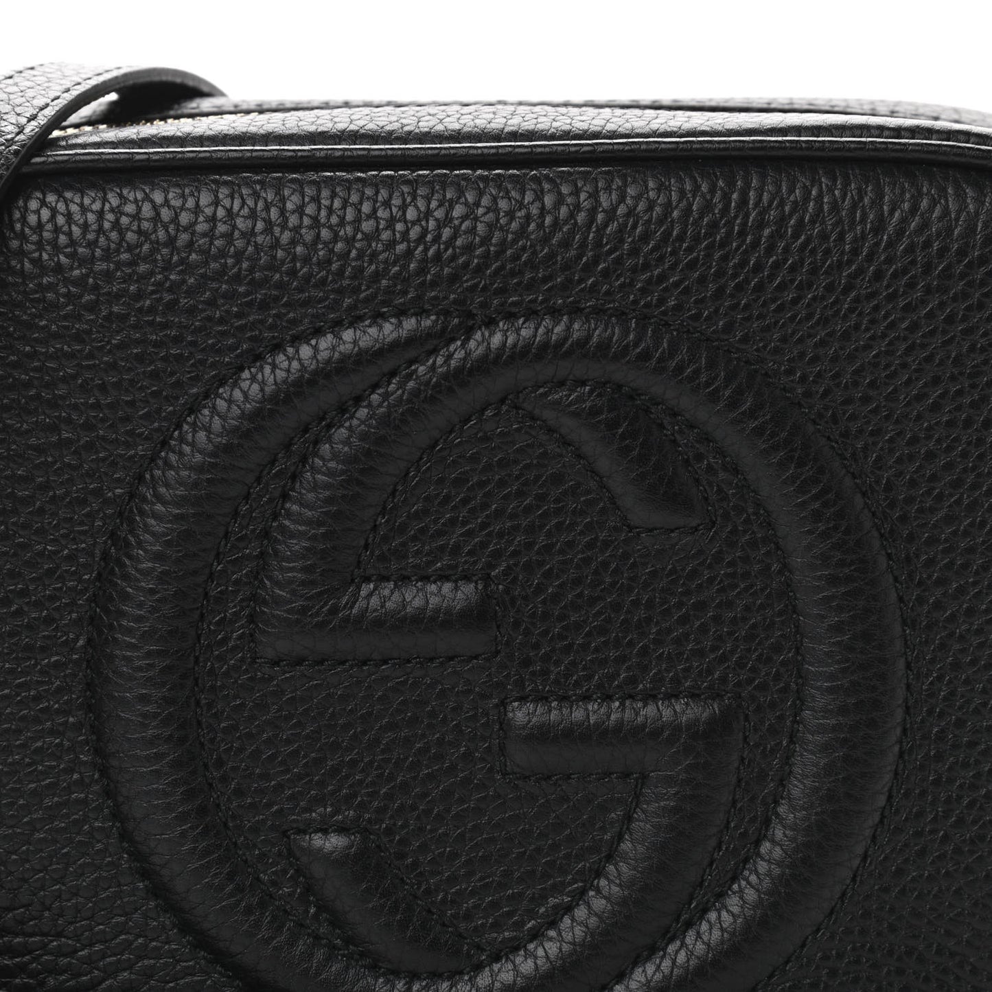 Pebbled Calfskin Small Soho Disco Bag Black