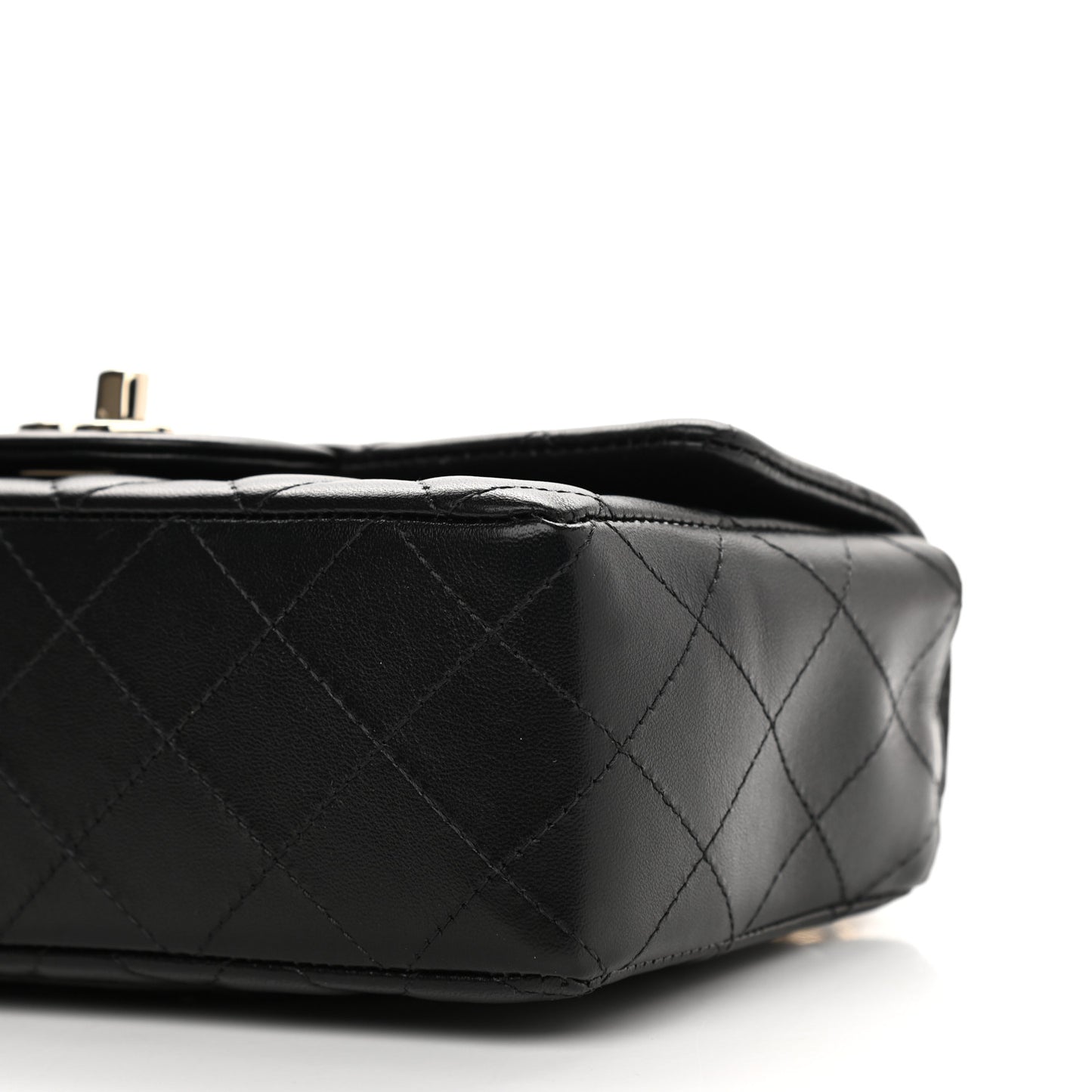 Lambskin Quilted Mini Rectangular Flap Black