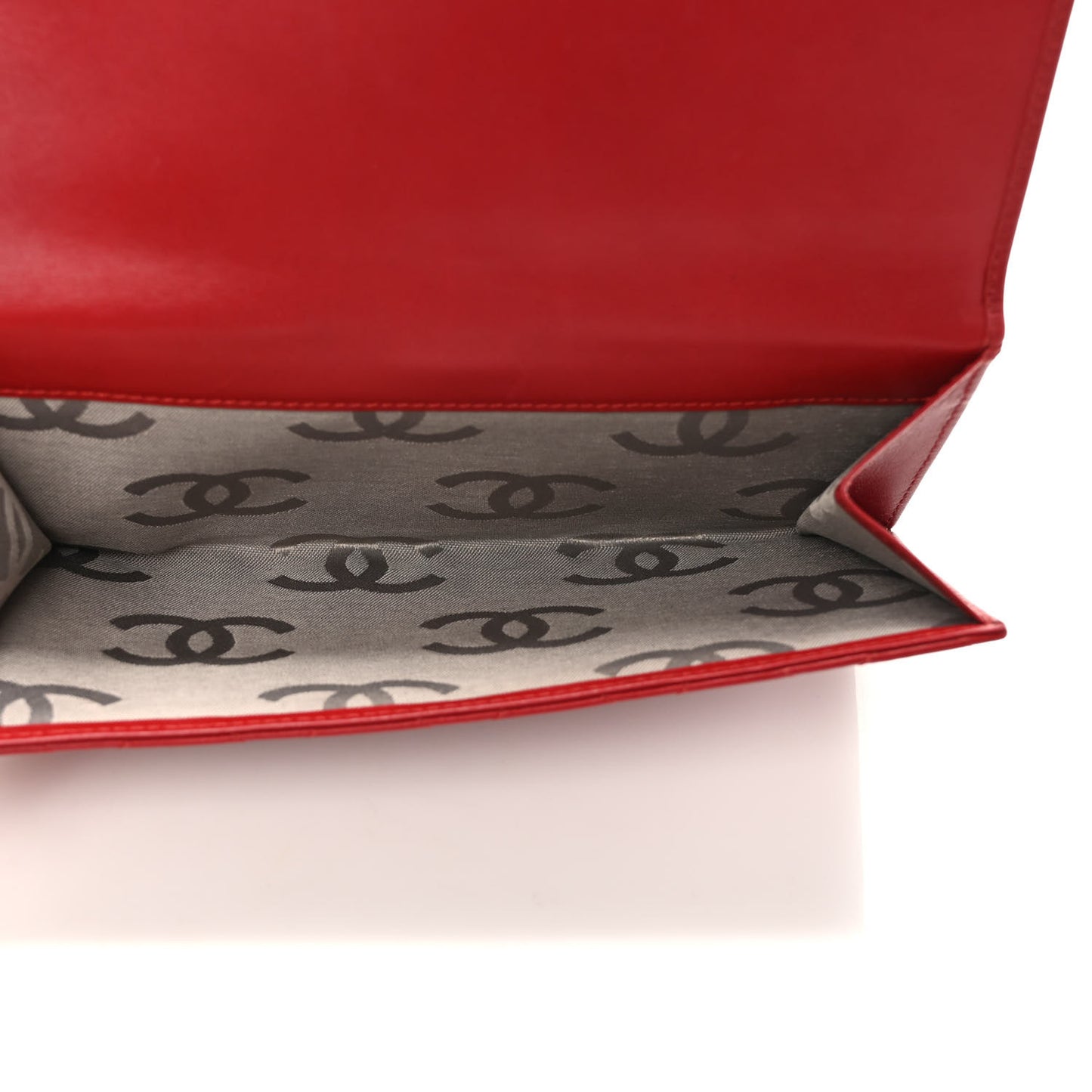 Calfskin Quilted Cambon Long Double Wallet Red