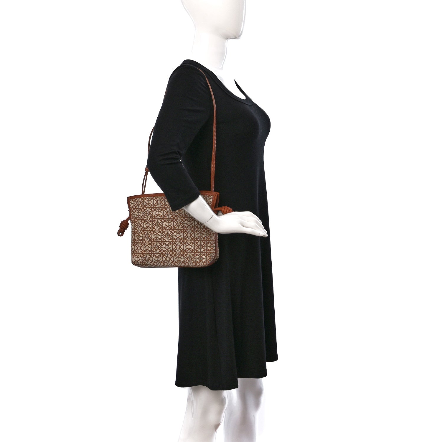 Loewe Jacquard Anagram Calfskin Mini Flamenco Knot Clutch Tan Pecan 2 of 8