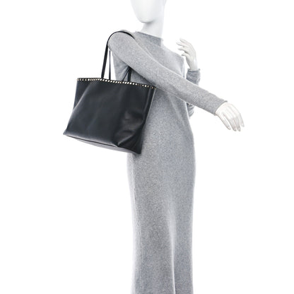 Valentino Garavani Grained Calfskin Rockstud Shoulder Tote Black 2 of 10