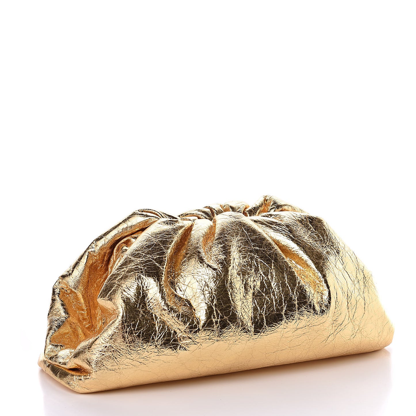 Metallic Crinkled Lambskin The Pouch Oversized Clutch Oro