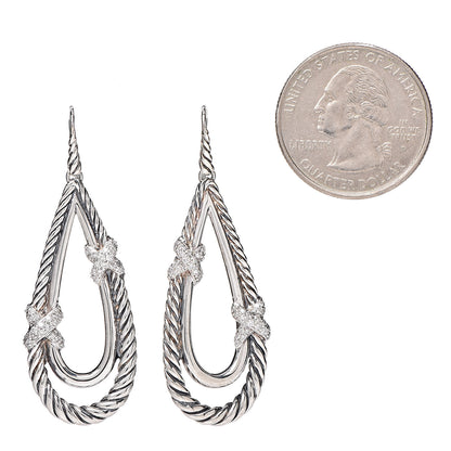 David Yurman Sterling Silver Diamond X Drop Earrings 2 of 4