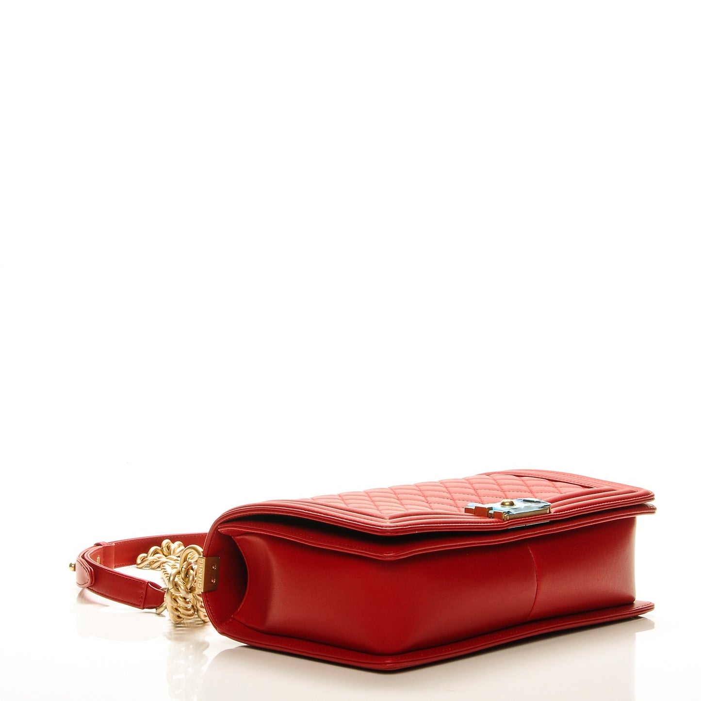 Lambskin Quilted New Medium Boy Flap Red