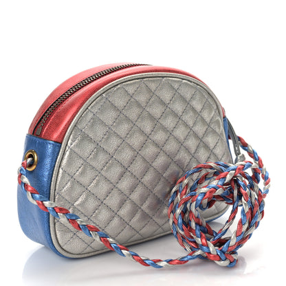 Gucci Laminated Nappa Trapuntata Mini Zumi Dome Shoulder Bag Rosso Marine Argento 3 of 8