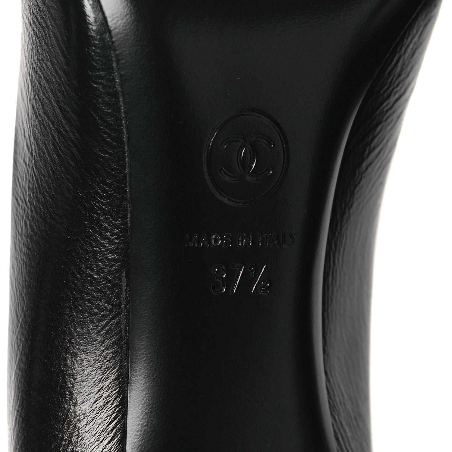Chanel Shiny Calfskin Grosgrain Cap Toe CC Pearl Pumps 37.5 Black 7 of 10