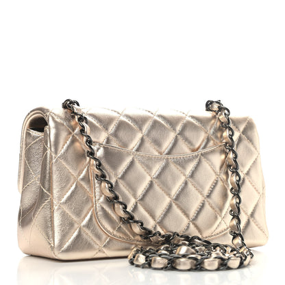 Chanel Metallic Lambskin Quilted Mini Rectangular Flap Gold Black 2 of 4