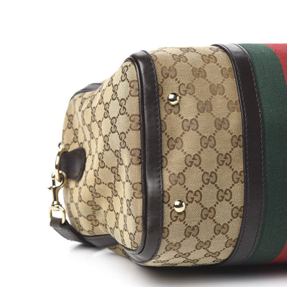 Gucci Monogram Vintage Web Medium Boston Dark Brown 11 of 13