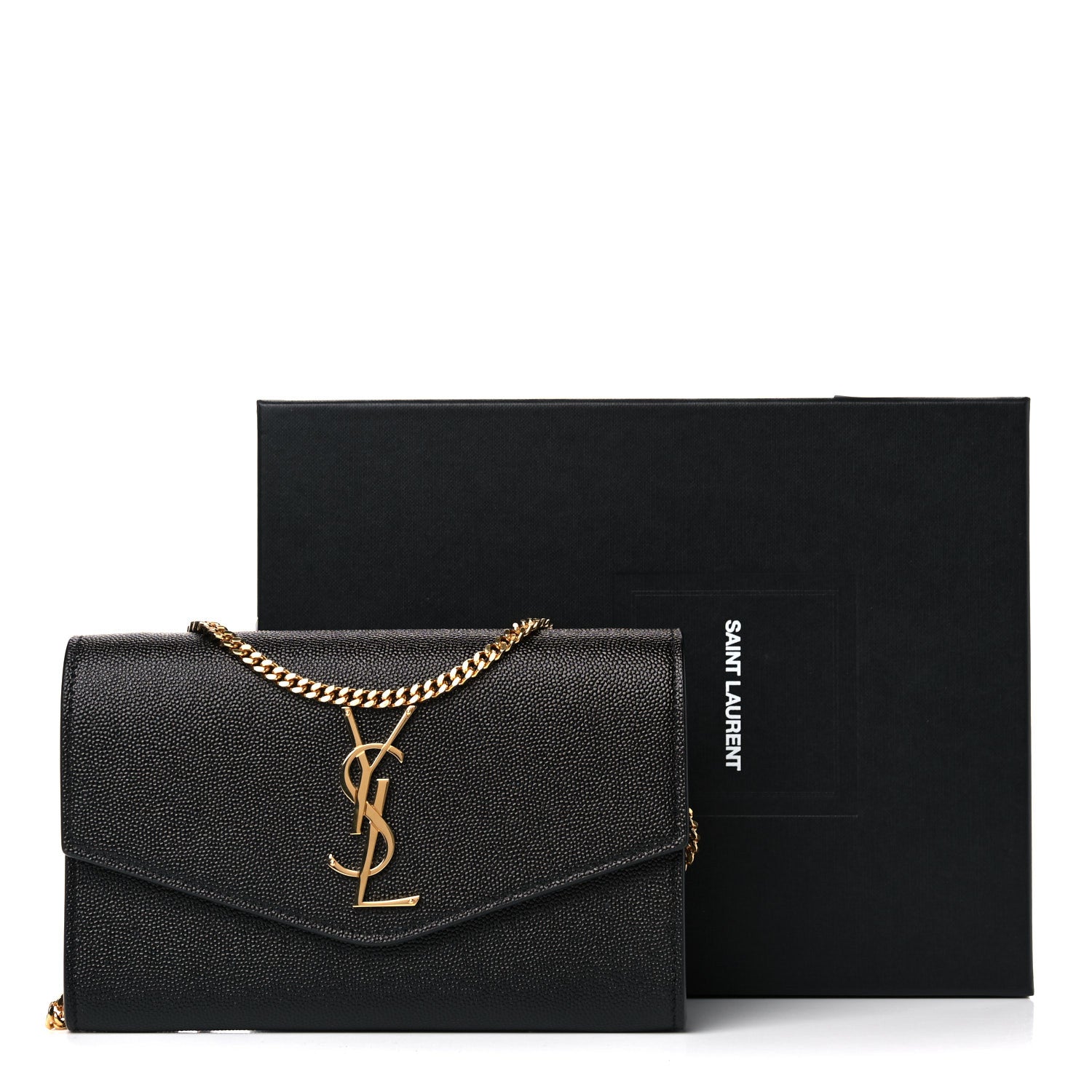 Saint Laurent Grain De Poudre Uptown Chain Wallet Black 9 of 9