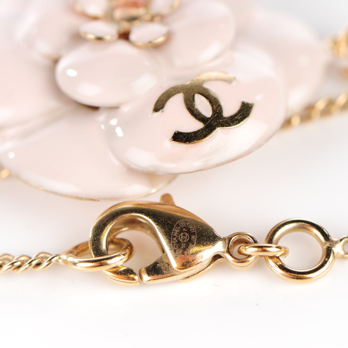 Enamel CC Camellia Pendant Necklace Gold