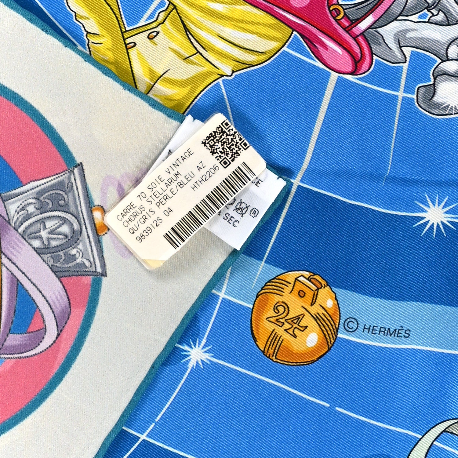 Hermes Silk Chorus Stellarum Scarf 70 Gris Perle Bleu Azur 3 of 4