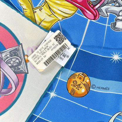Hermes Silk Chorus Stellarum Scarf 70 Gris Perle Bleu Azur 3 of 4