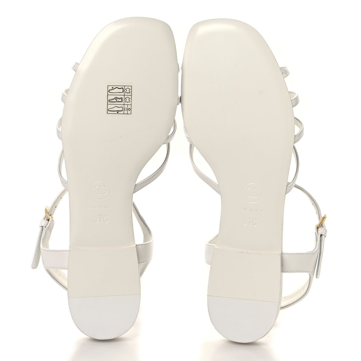 Lambskin Crystal CC Sandals 37 White