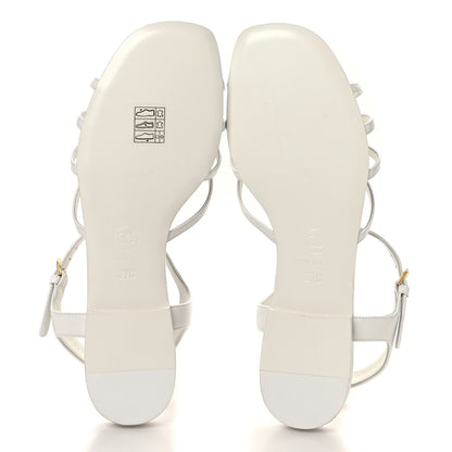 Chanel Lambskin Crystal CC Sandals 37 White 6 of 9