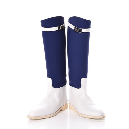 Hermes Toile Calfskin Kelly Jumping Boots 37 6 of 9