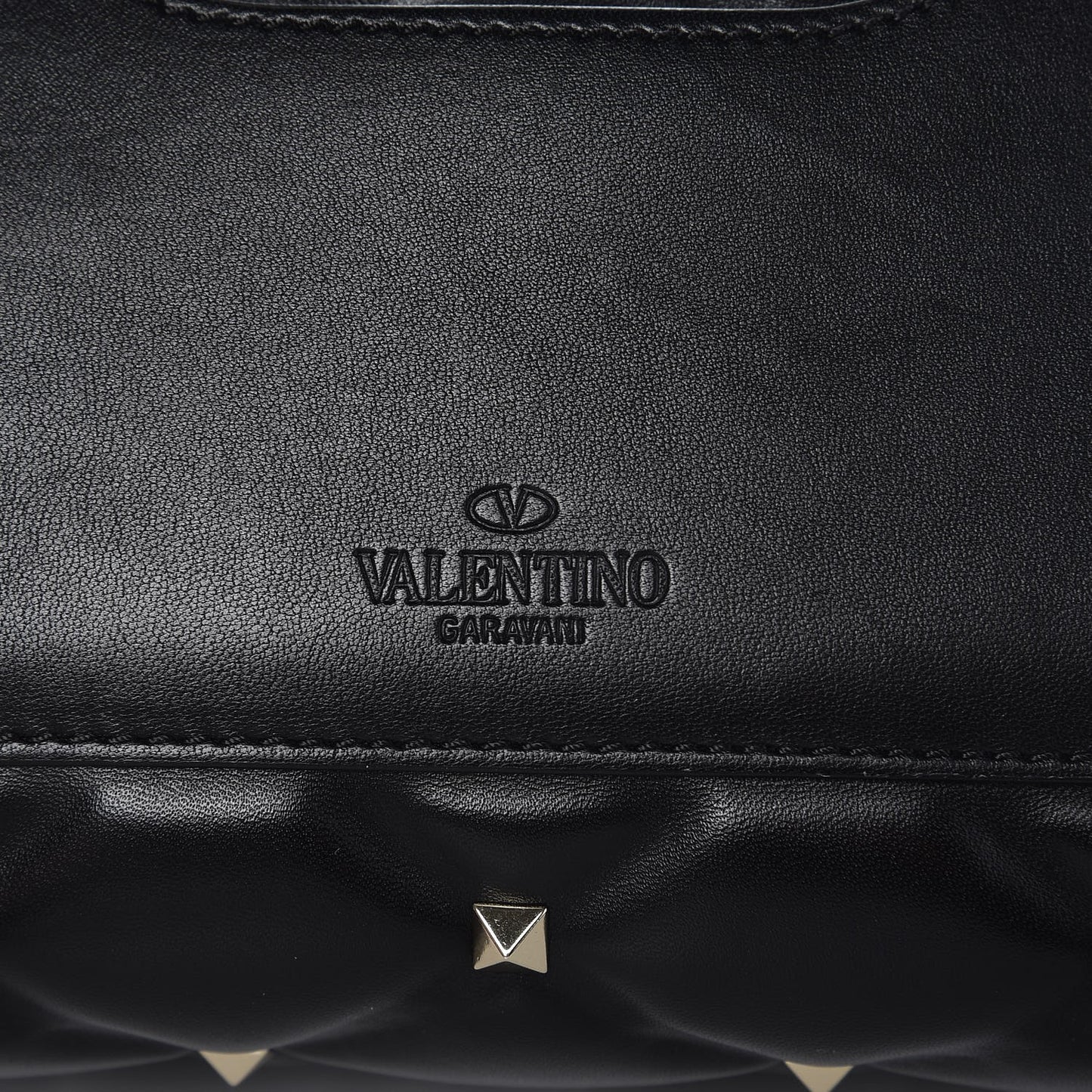 Lambskin VLTN Print Candystud Top Handle Bag Black