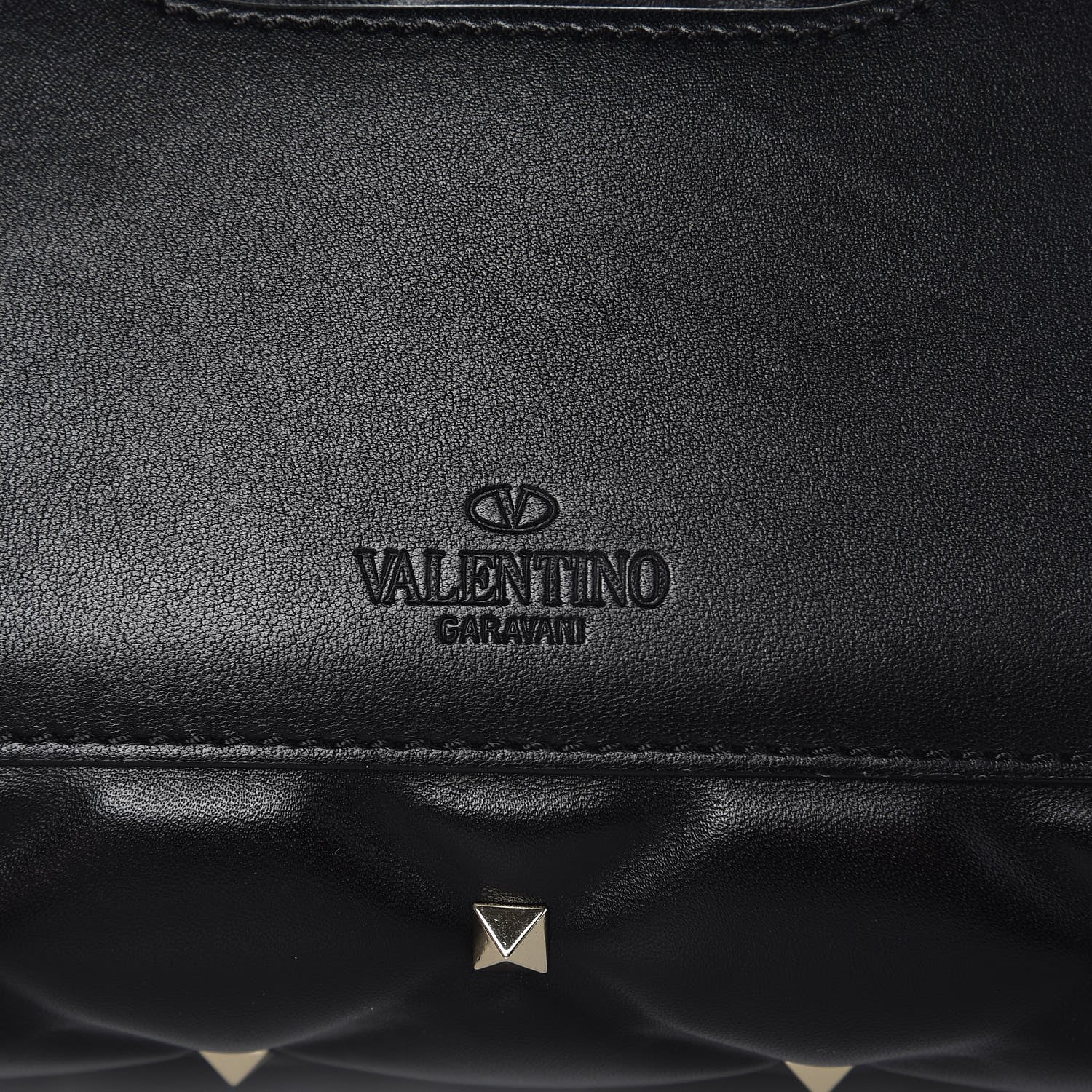 Valentino Garavani Lambskin VLTN Print Candystud Top Handle Bag Black 7 of 8