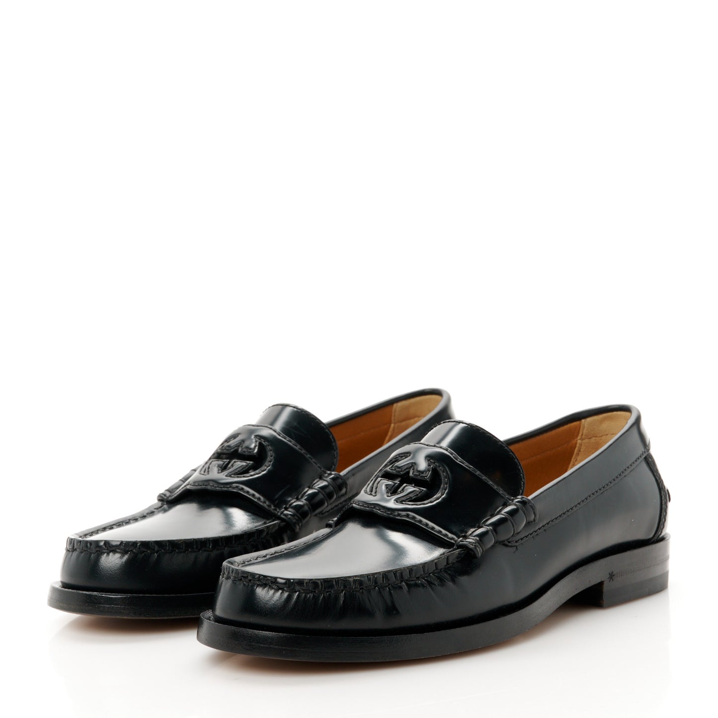 Millennial Ribot Cut Out Interlocking G Loafers 36 Black
