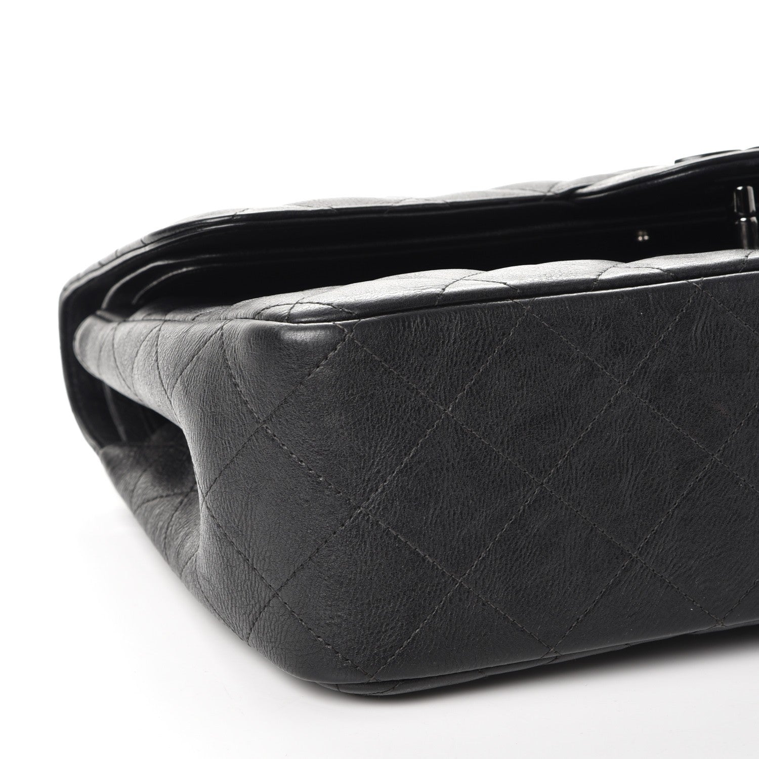 Chanel Crumpled Calfskin Quilted Jumbo Double Flap So Black 10 of 11