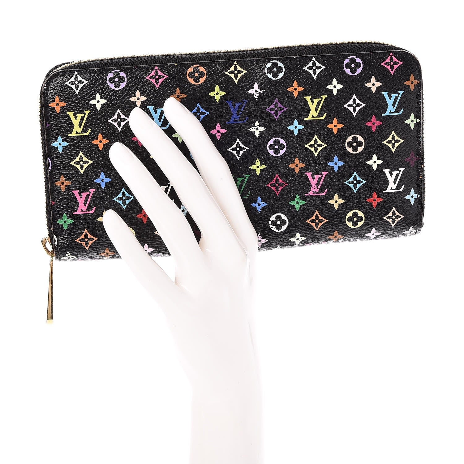 Louis Vuitton Monogram Multicolor Zippy Wallet Black Violet 2 of 7