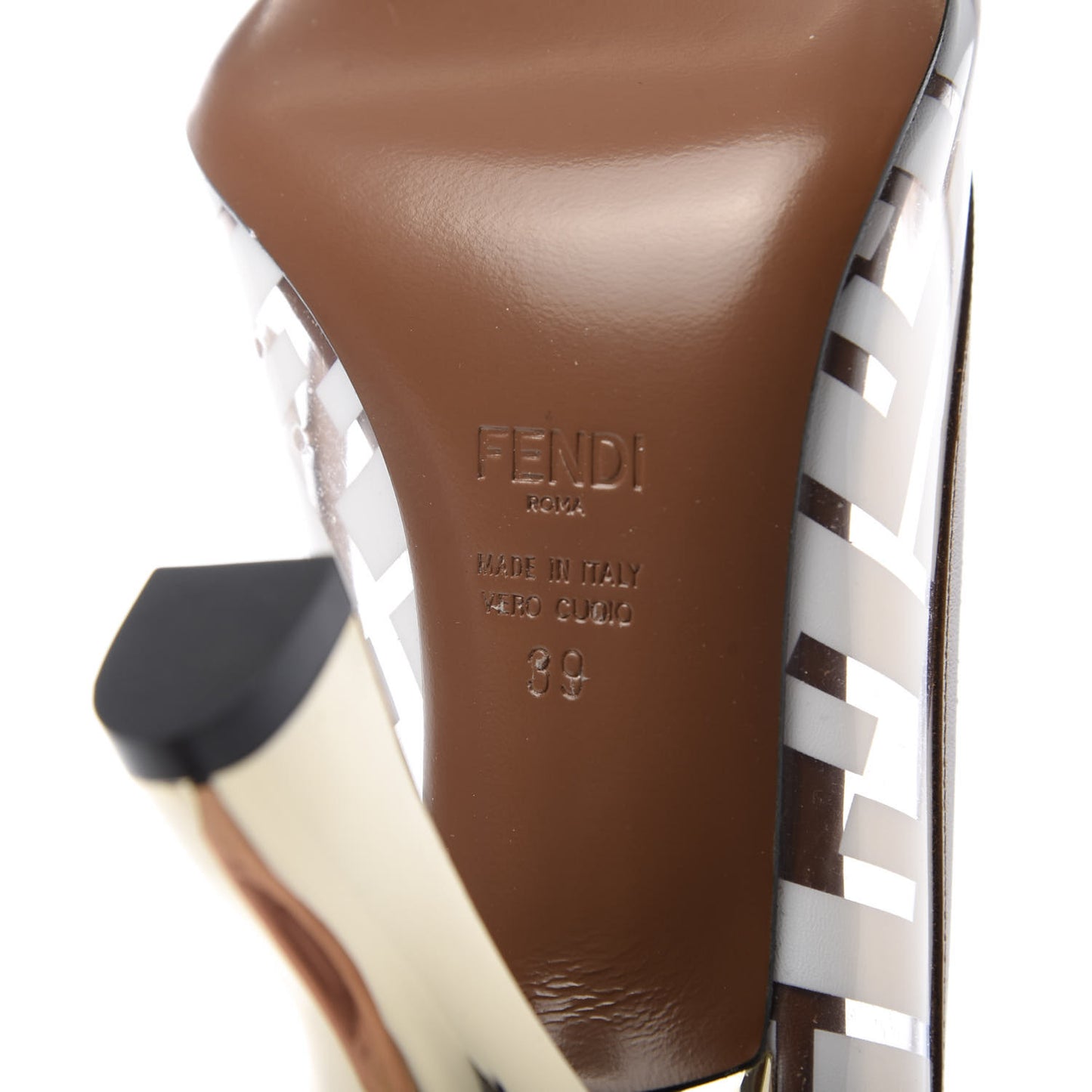PVC Calfskin FF Colibri High-Heel Pumps 39 White Cuoio