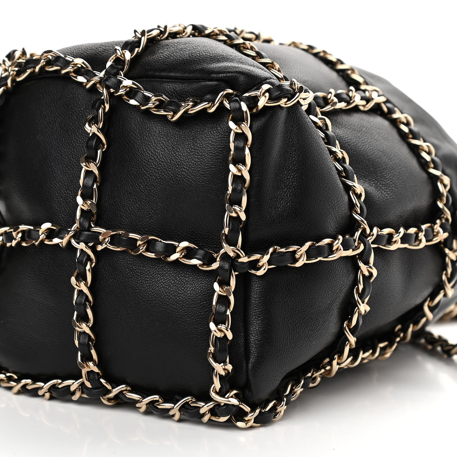 Chanel Lambskin Bucket Chain Drawstring Bag Black 10 of 10