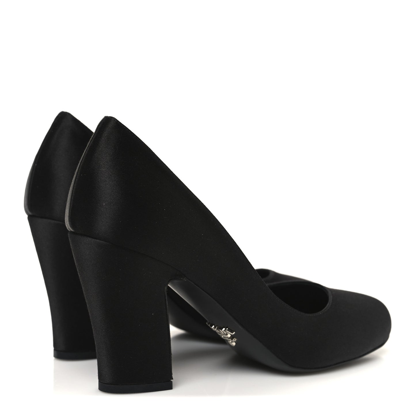 Satin Block Heel Pump 36 Black