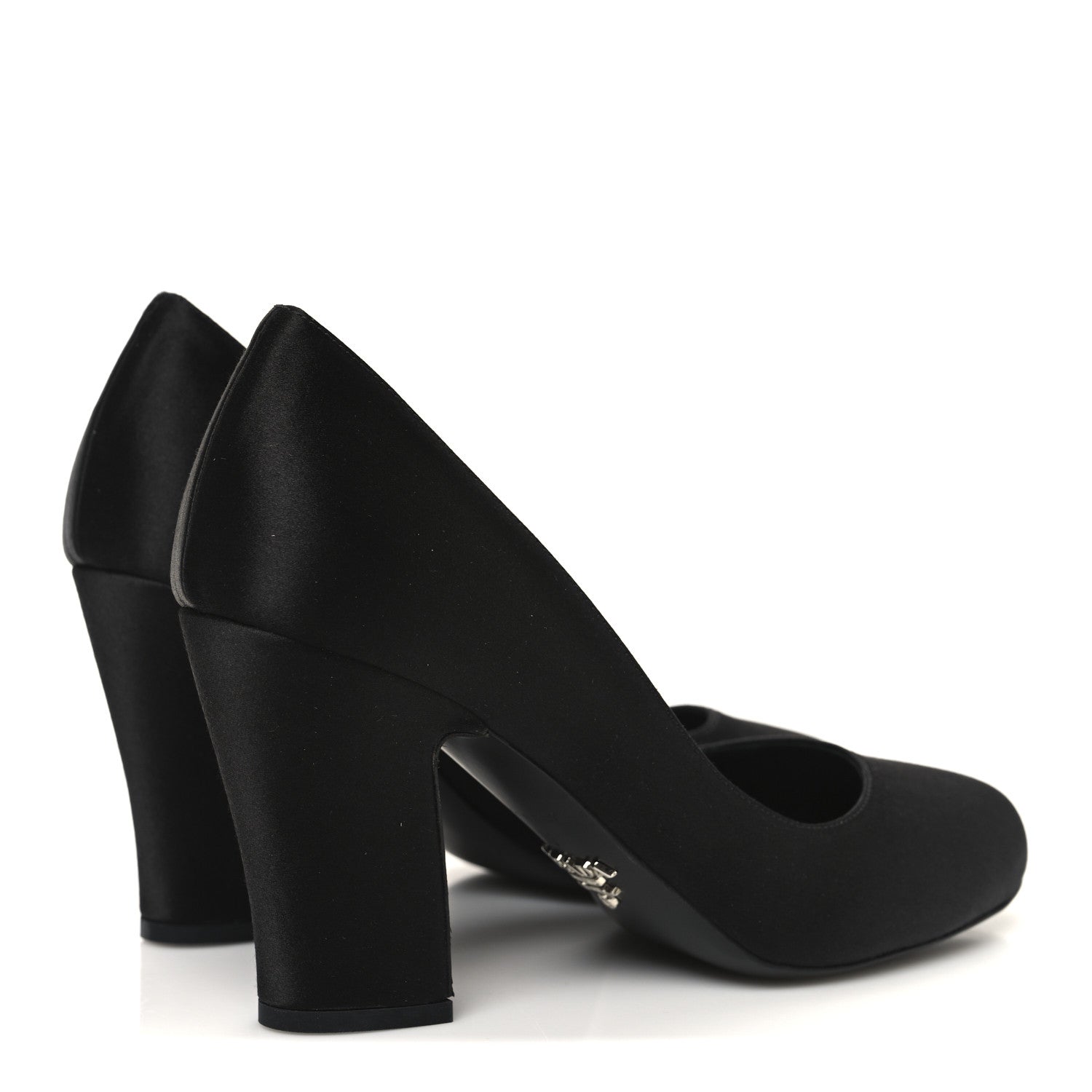 Prada Satin Block Heel Pump 36 Black 5 of 10