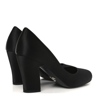 Prada Satin Block Heel Pump 36 Black 5 of 10