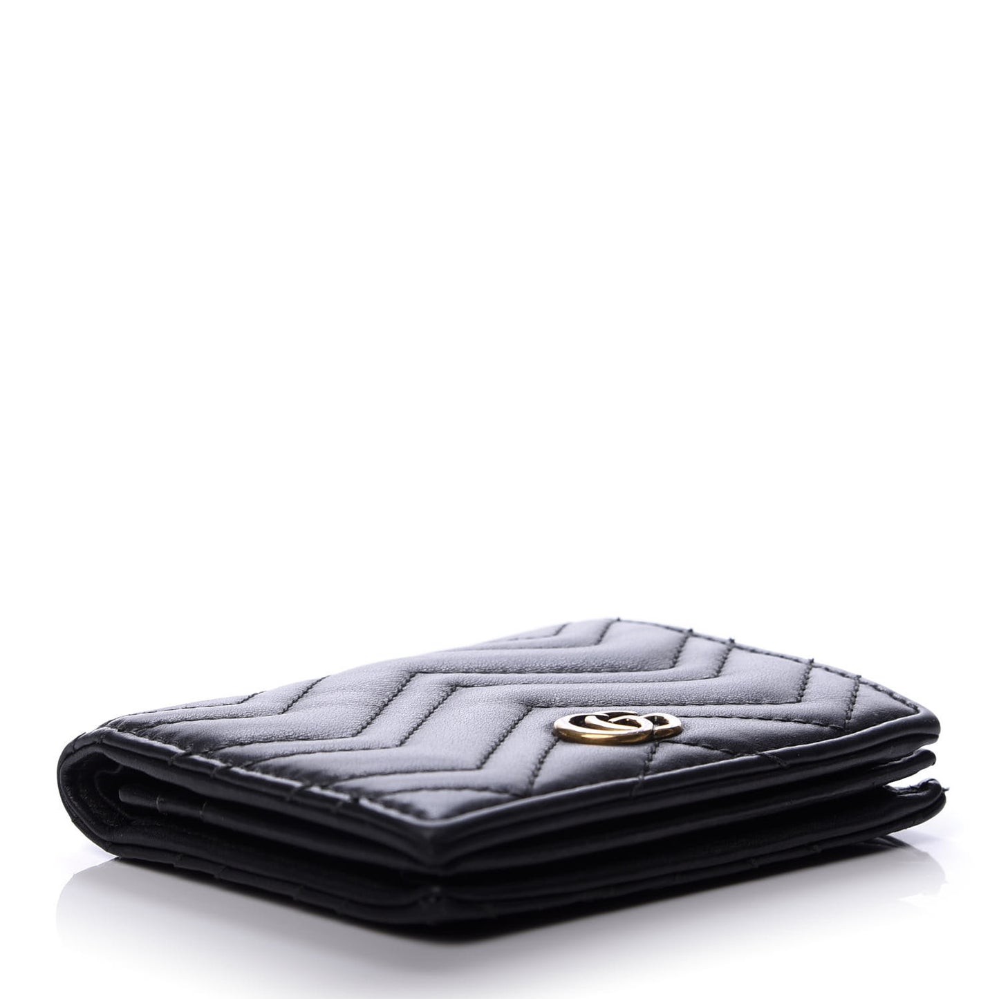Calfskin Matelasse GG Marmont Card Case Black