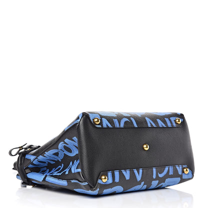 Burberry Grainy Calfskin Graffiti Print Medium Banner Tote Black 4 of 11