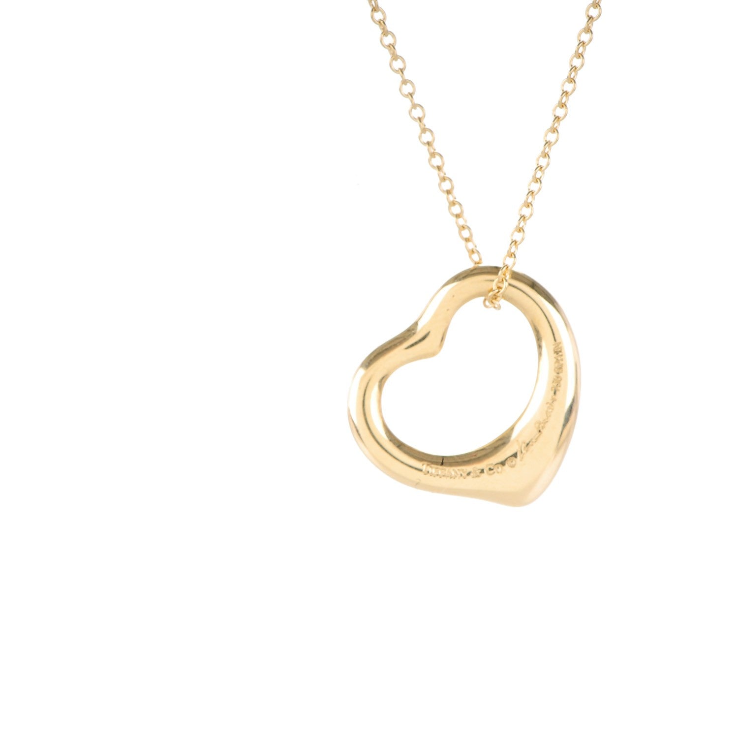 Tiffany 18K Yellow Gold Elsa Peretti Small Open Heart Pendant Necklace 4 of 6