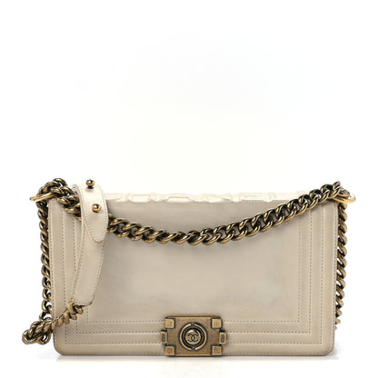 Chanel Glazed Calfskin Medium Boy Flap White 1 of 12
