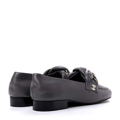 Chanel Lambskin CC Braided Chain Loafers 35.5 Grey 4 of 13