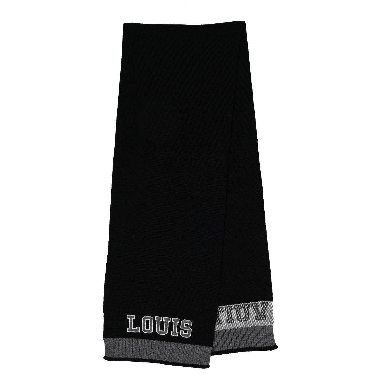 Louis Vuitton Wool Echarpes Scarf Black Grey 2 of 3