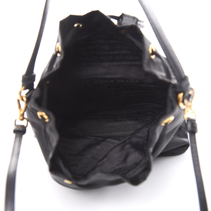 Prada Saffiano Tessuto Nylon Mini Bucket Crossbody Bag Black 5 of 13