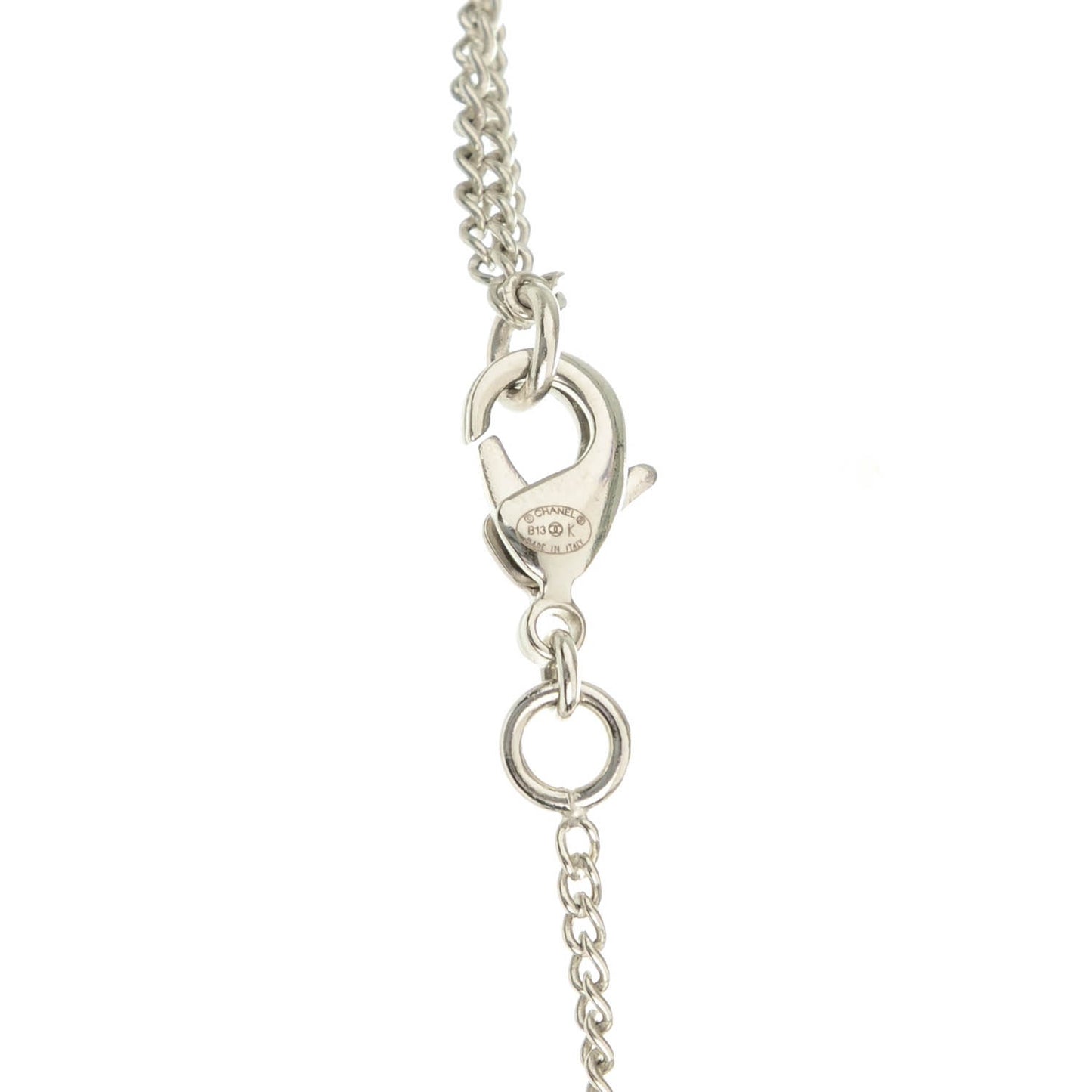 Camellia CC Globe Drop Pendant Necklace Black Silver