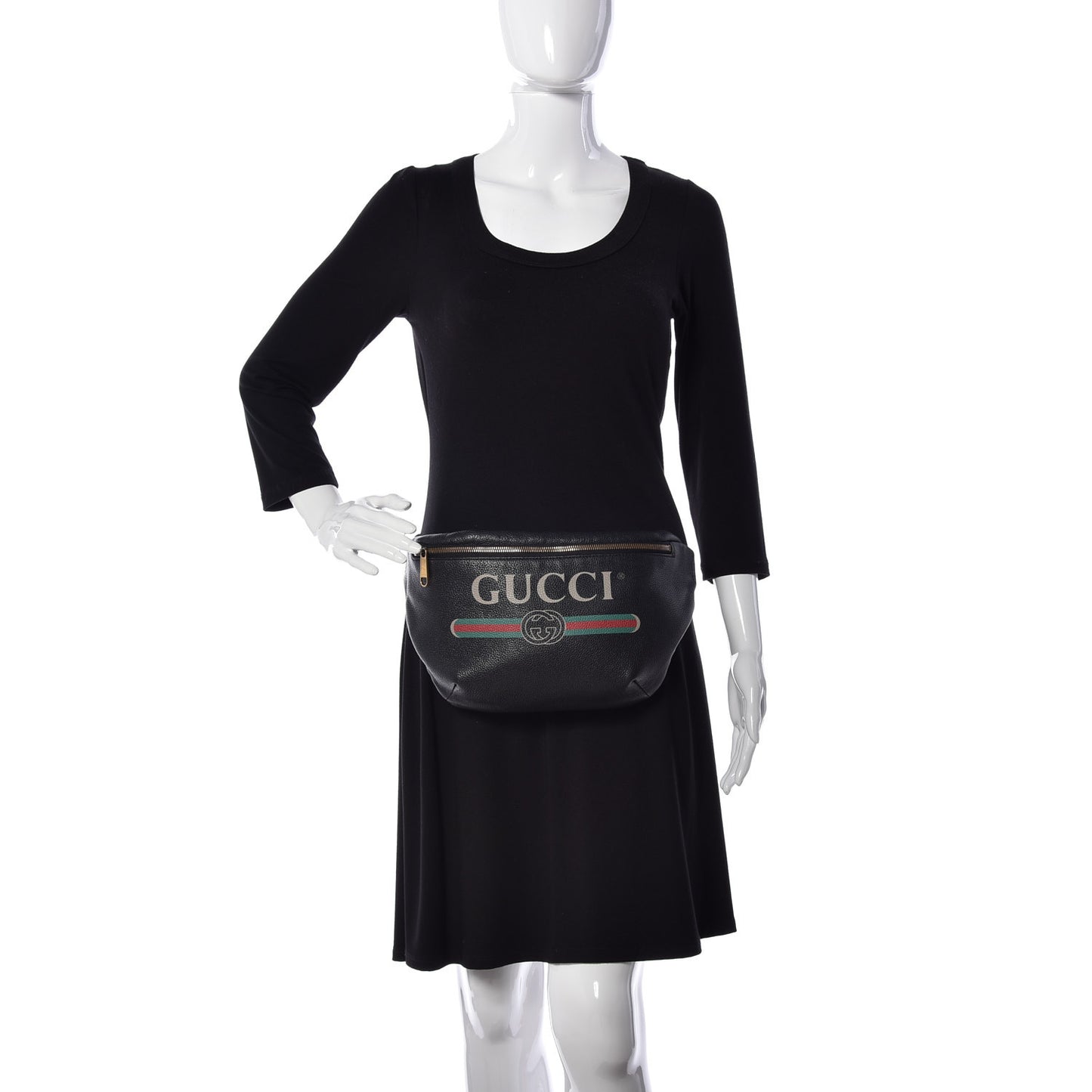 Grained Calfskin Logo Belt Bag Black