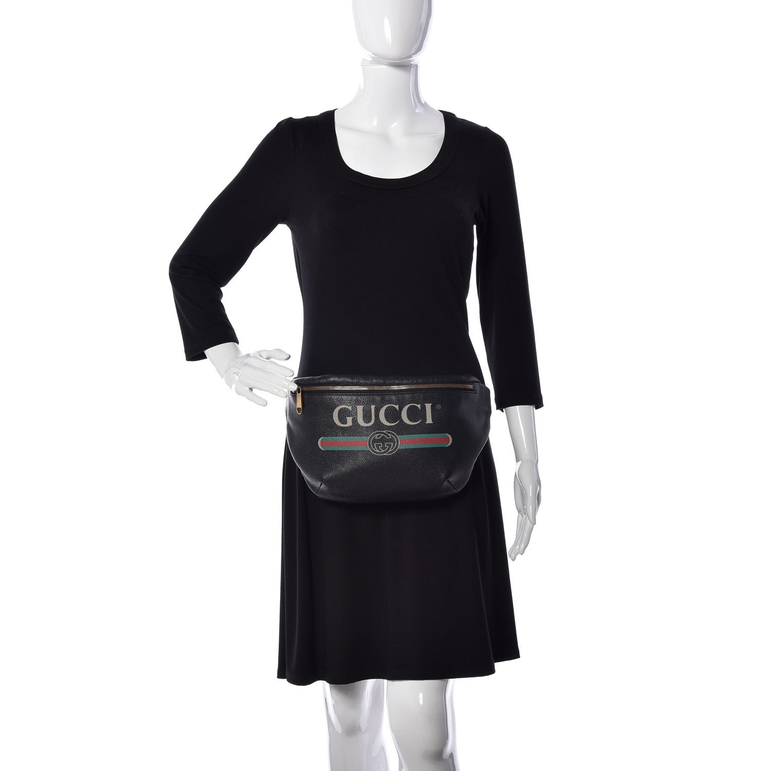 Gucci Grained Calfskin Logo Belt Bag Black 2 of 16