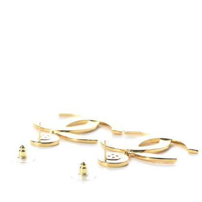 Chanel Metal Large Paris Button Earrings Gold 3 of 5