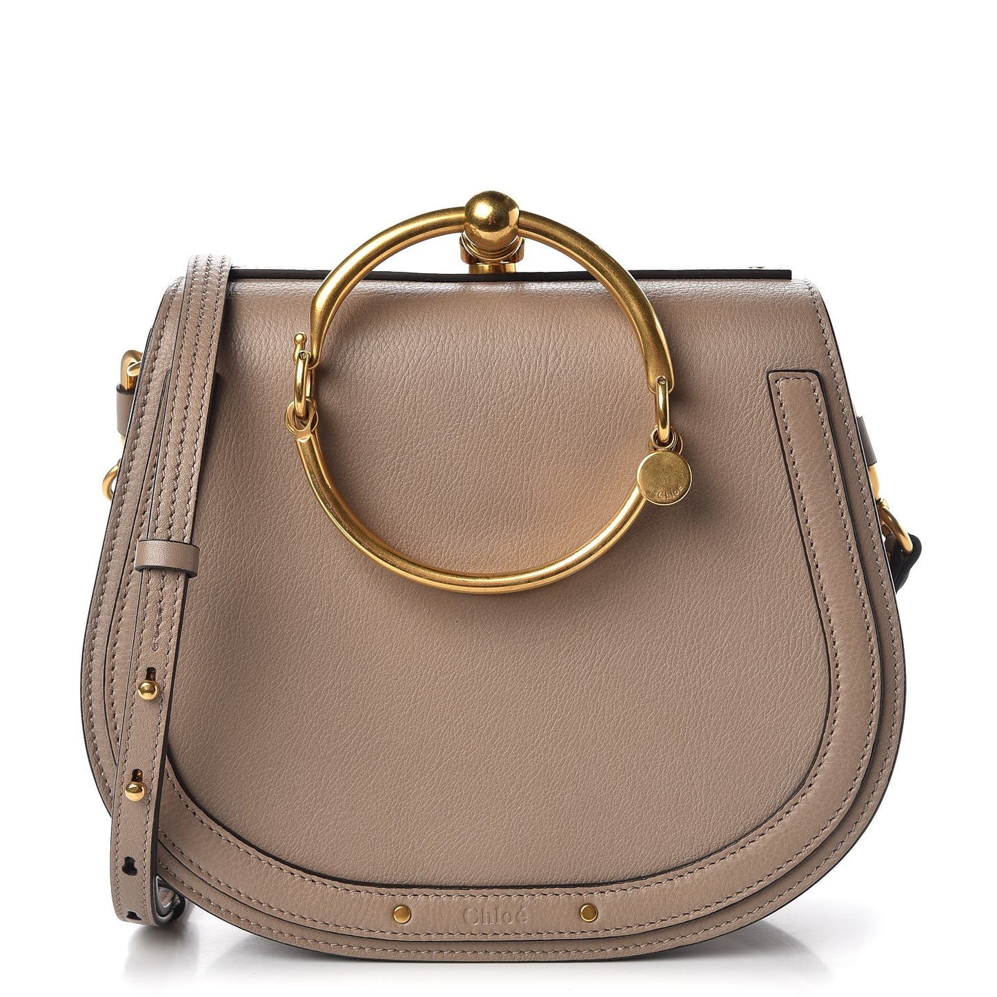 Calfskin Suede Medium Nile Bracelet Bag Motty Grey