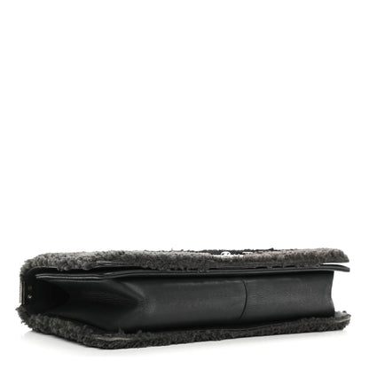 Chanel Shearling Iridescent Calfskin Medium Boy Flap Black Grey 4 of 13
