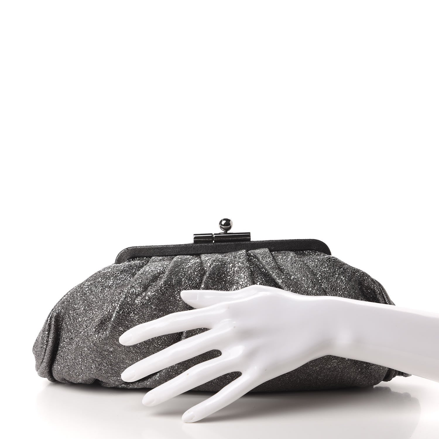Chanel Metallic Crackled Calfskin Monte Carlo Clutch Dark Silver 2 of 10