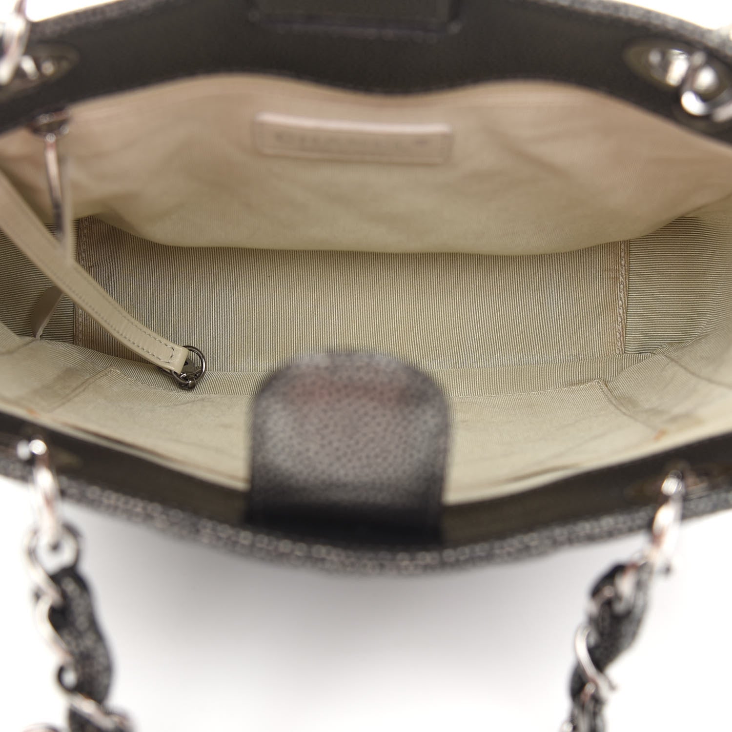 Chanel Metallic Caviar Quilted Petit Shopping Tote PST Dark Silver 5 of 9