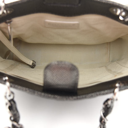 Chanel Metallic Caviar Quilted Petit Shopping Tote PST Dark Silver 5 of 9
