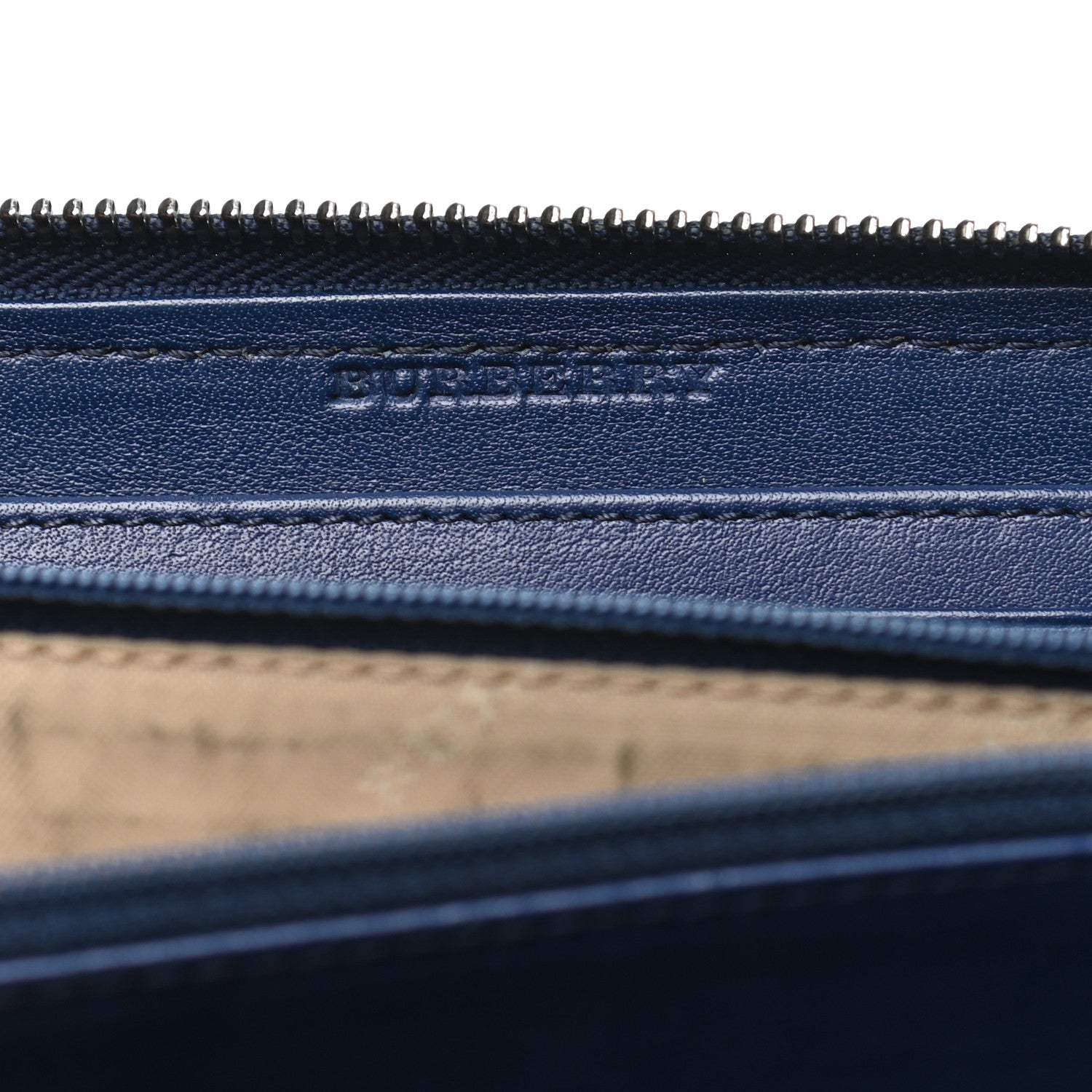Burberry Patent Check Embossed Large Zip Around Wallet Blue 6 of 11